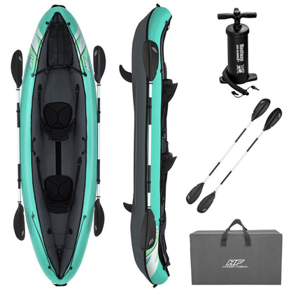 Felfújható kajak, BESTWAY Hydro-Force Ventura X2, türkiz, 330 x 86 cm (2 személyes), PVC, evezővel, pumpával, hordtáskával, javítótapasszal, kivehető ülésekkel, teherbírás: 200 kg (65052)