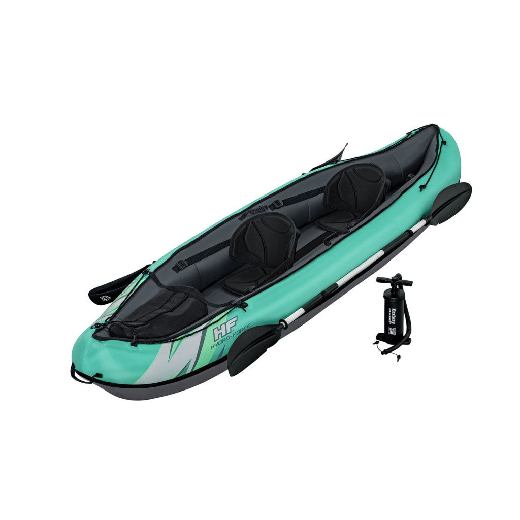 Felfújható kajak, BESTWAY Hydro-Force Ventura X2, türkiz, 330 x 86 cm (2 személyes), PVC, evezővel, pumpával, hordtáskával, javítótapasszal, kivehető ülésekkel, teherbírás: 200 kg (65052)
