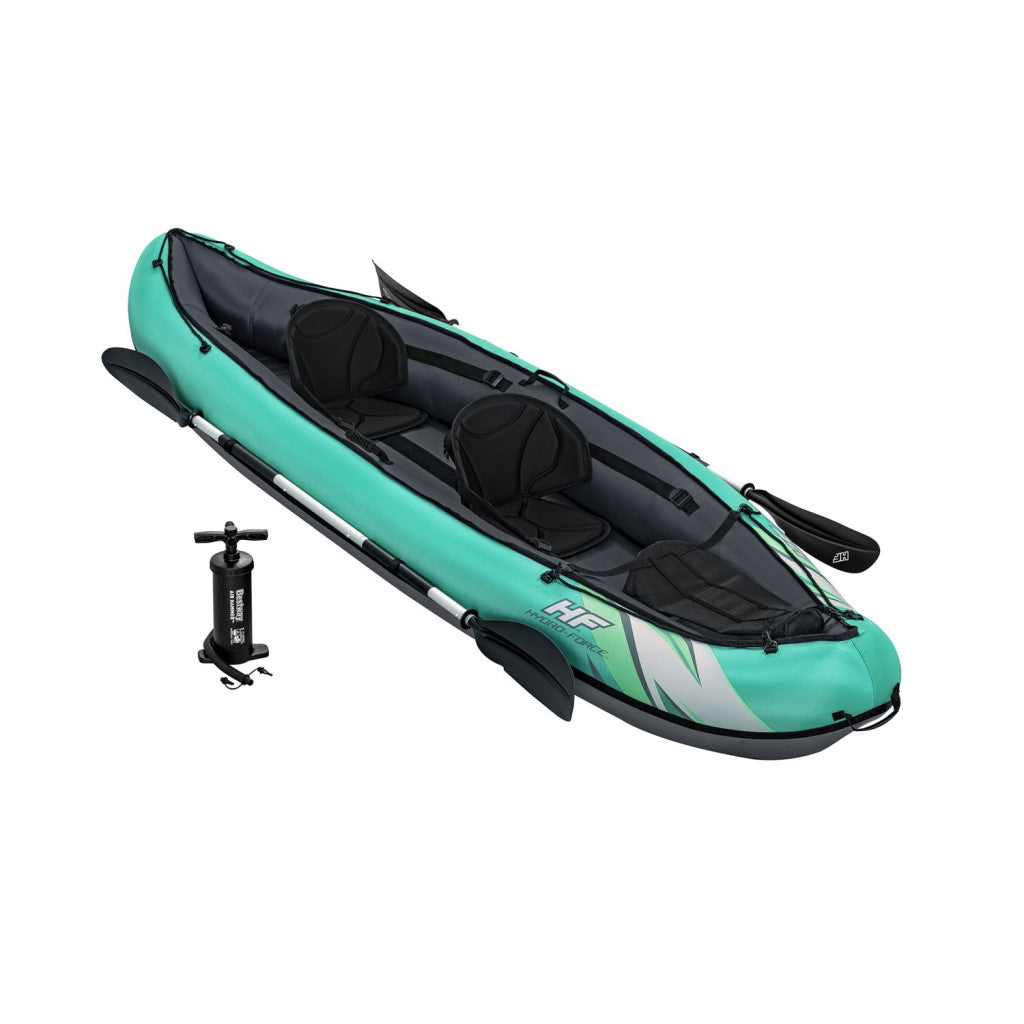 Felfújható kajak, BESTWAY Hydro-Force Ventura X2, türkiz, 330 x 86 cm (2 személyes), PVC, evezővel, pumpával, hordtáskával, javítótapasszal, kivehető ülésekkel, teherbírás: 200 kg (65052)
