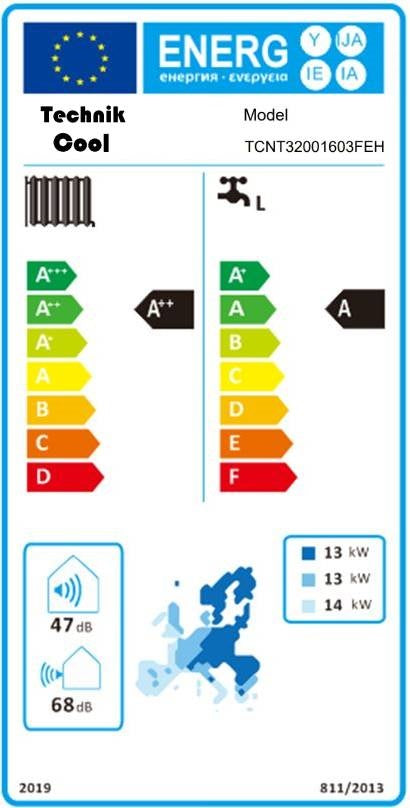 Technik Cool Pro split levegő-víz hőszivattyú beépített 185 literes hmv tárolóval, 16kw, 3 fázisú, 400v