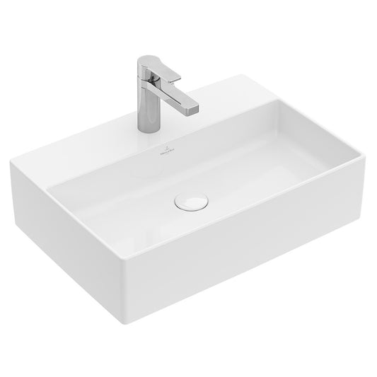 Villeroy & Boch Memento 2.0 ráültethető mosdó 3 csaplyukfurattal, túlfolyó nélkül, 50x42 cm, ceramicplus, fehér alpin