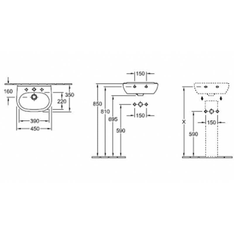 Villeroy & Boch O.novo kézmosó 45x35cm fehér