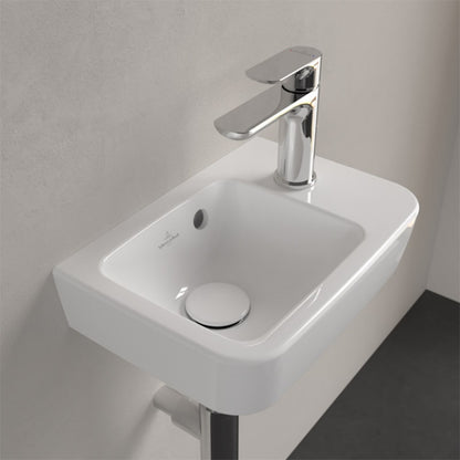Villeroy & Boch O.novo kézmosó kompakt 36x25cm balos, szögletes, 1 csaplyukkal, túlfolyóval, fehér alpin