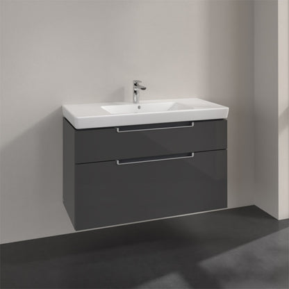 Villeroy & Boch Subway 2.0 alsószekrény 2 kihúzható elem, mosdó középen, fali, szögletes 987 x 590 x 449 mm glossy gray