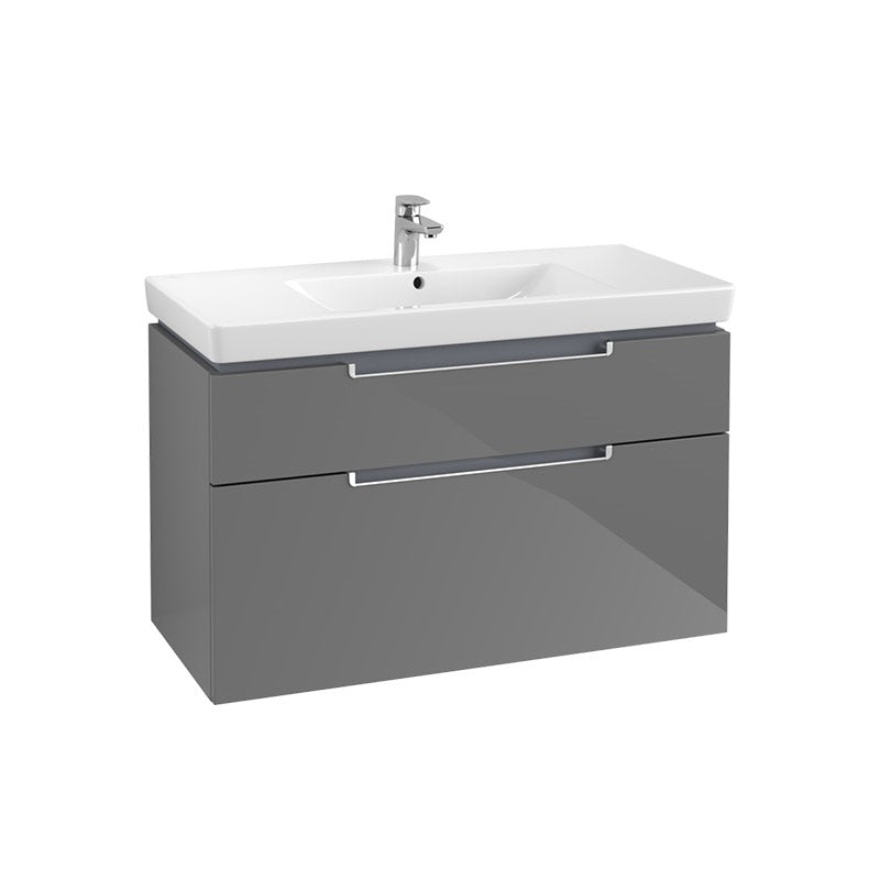 Villeroy & Boch Subway 2.0 alsószekrény 2 kihúzható elem, mosdó középen, fali, szögletes 987 x 590 x 449 mm glossy gray