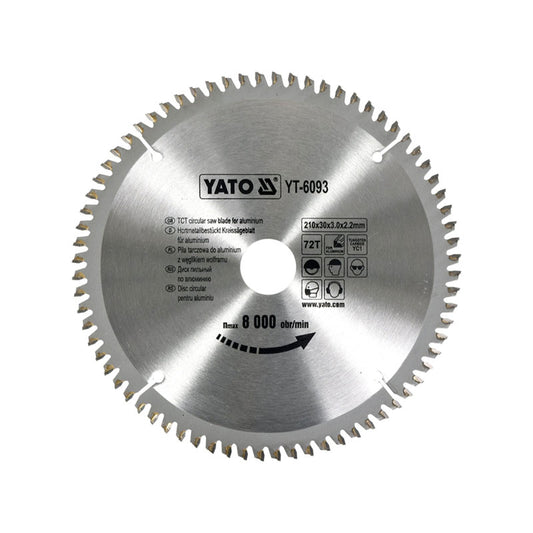 Körfűrészlap 210/30mm 72 fogú alumíniumhoz Yato
