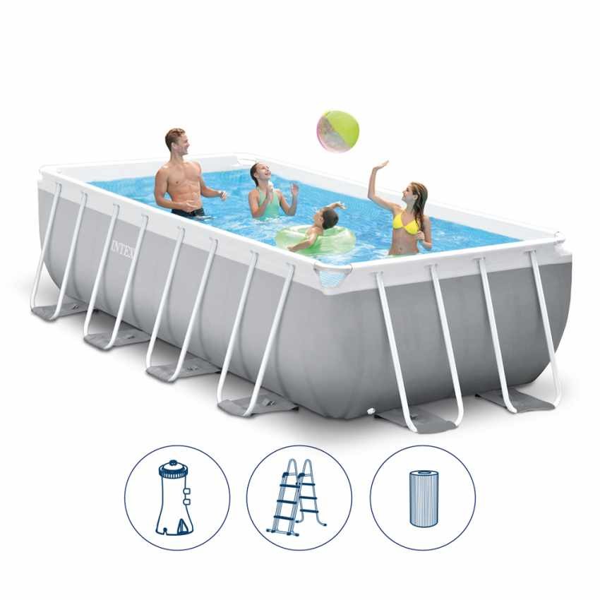 INTEX MetalPrism Set négyszögletű medence 400 x 200 x 100 cm (26788)