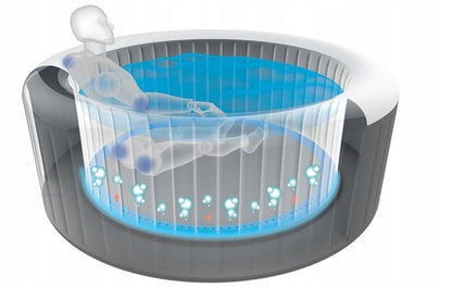 INTEX PureSPA Greywood Deluxe jacuzzi, 4 személyes, kerek, D196 x 71 cm, szürke / fehér (28440)