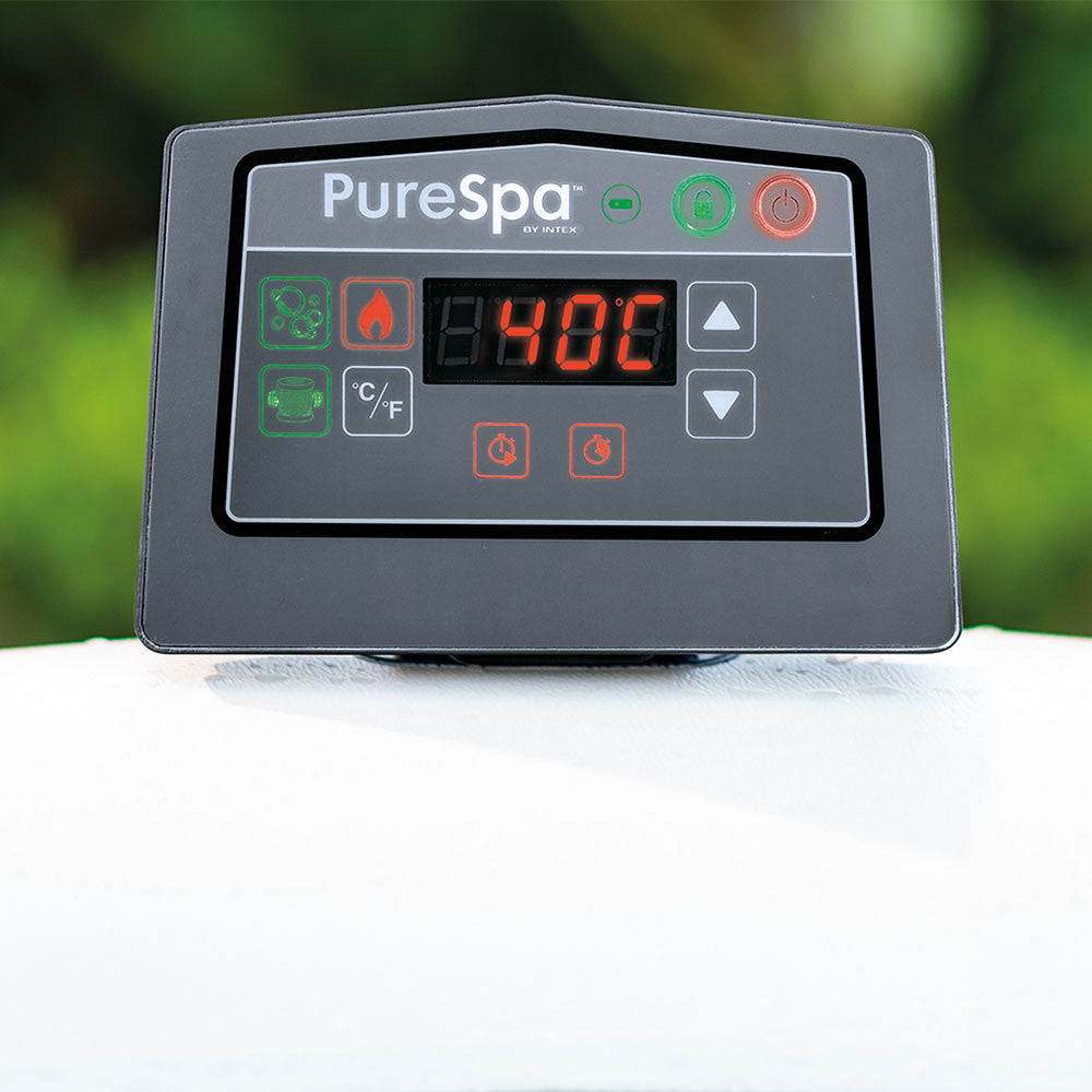 INTEX PureSPA Greywood Deluxe jacuzzi, 4 személyes, kerek, D196 x 71 cm, szürke / fehér (28440)