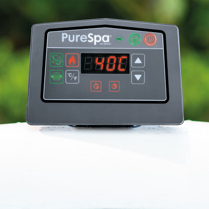 INTEX PureSPA Greywood Deluxe jacuzzi, 4 személyes, kerek, D196 x 71 cm, szürke / fehér (28440)