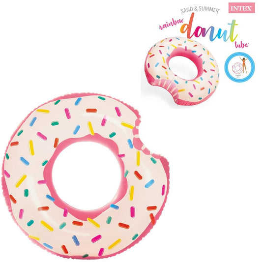 Úszógumi, Intex, Szivárványos fánk, 94 cm, többszínű, felfújható, fánk mintás (56265)