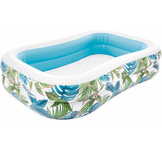 Családi medence, Intex Tropical Swim Center, 229 × 152 × 48 cm, többszínű, 600 literes, felfújható, trópusi mintával (57177)