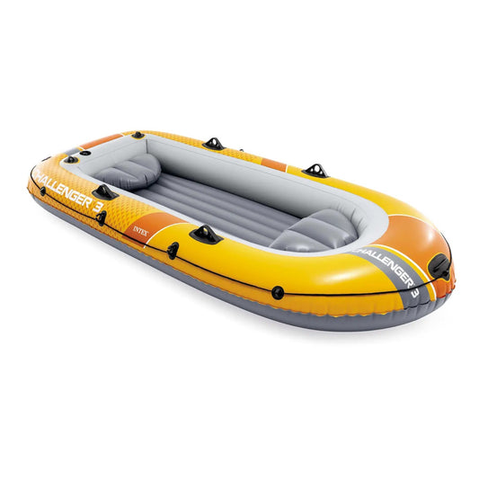 Felfújható csónak szett, Intex Challenger 3, 295 x 137 x 43 cm, narancssárga, háromszemélyes, megerősített PVC, pumpával és evezőkkel (66313)