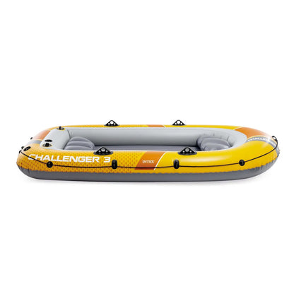 Felfújható csónak szett, Intex Challenger 3, 295 x 137 x 43 cm, narancssárga, háromszemélyes, megerősített PVC, pumpával és evezőkkel (66313)