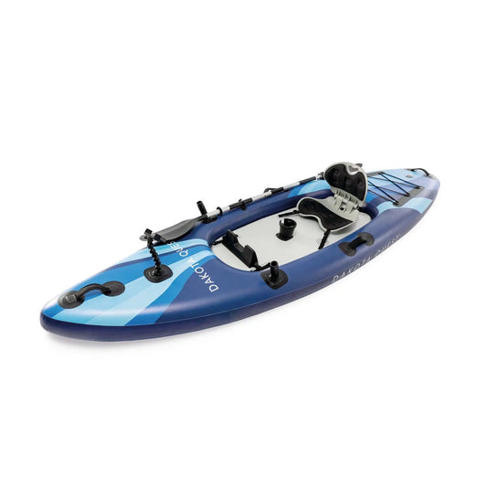 Felfújható kajak, Intex Dakota Quest, 320 x 89 x 20 cm, kék, egyszemélyes, felülülős kialakítás, megerősített, kivehető üléssel, evezővel, pumpával és hordozó hátizsákkal (68245NP)