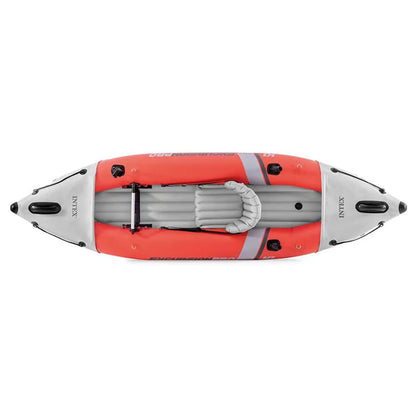 Felfújható kajak, Intex Excursion Pro K1, 305 x 91 x 46 cm, piros/szürke, egyszemélyes, megerősített PVC, felfújható üléssel, pumpával és evezőkkel (68303)