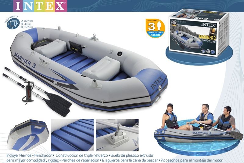 INTEX Mariner 3 felfújható tengeri gumicsónak szett (3 személyes) 297 x 127 x 46cm (68373)