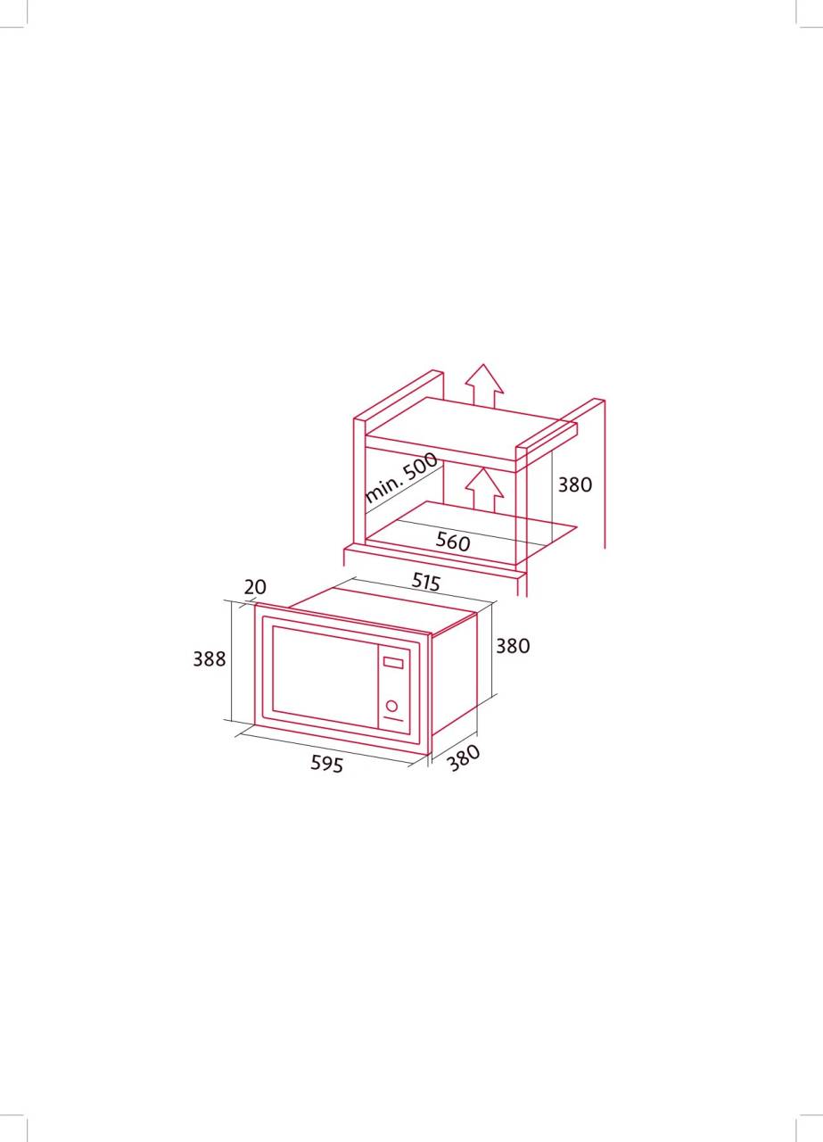NODOR - Beépíthető mikrohullámú sütő NorChef MW-25 DG CU