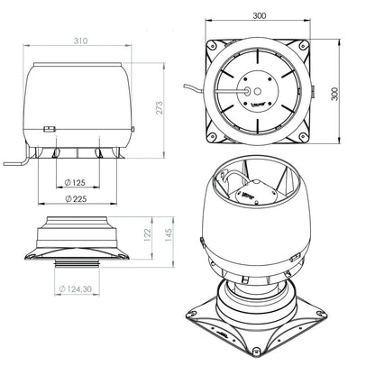 VILPE E190S tetőventilátor + IS, fekete