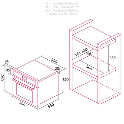 NODOR - Beépíthető sütő NorChef MO-6800 SW fehér AIR FRYER