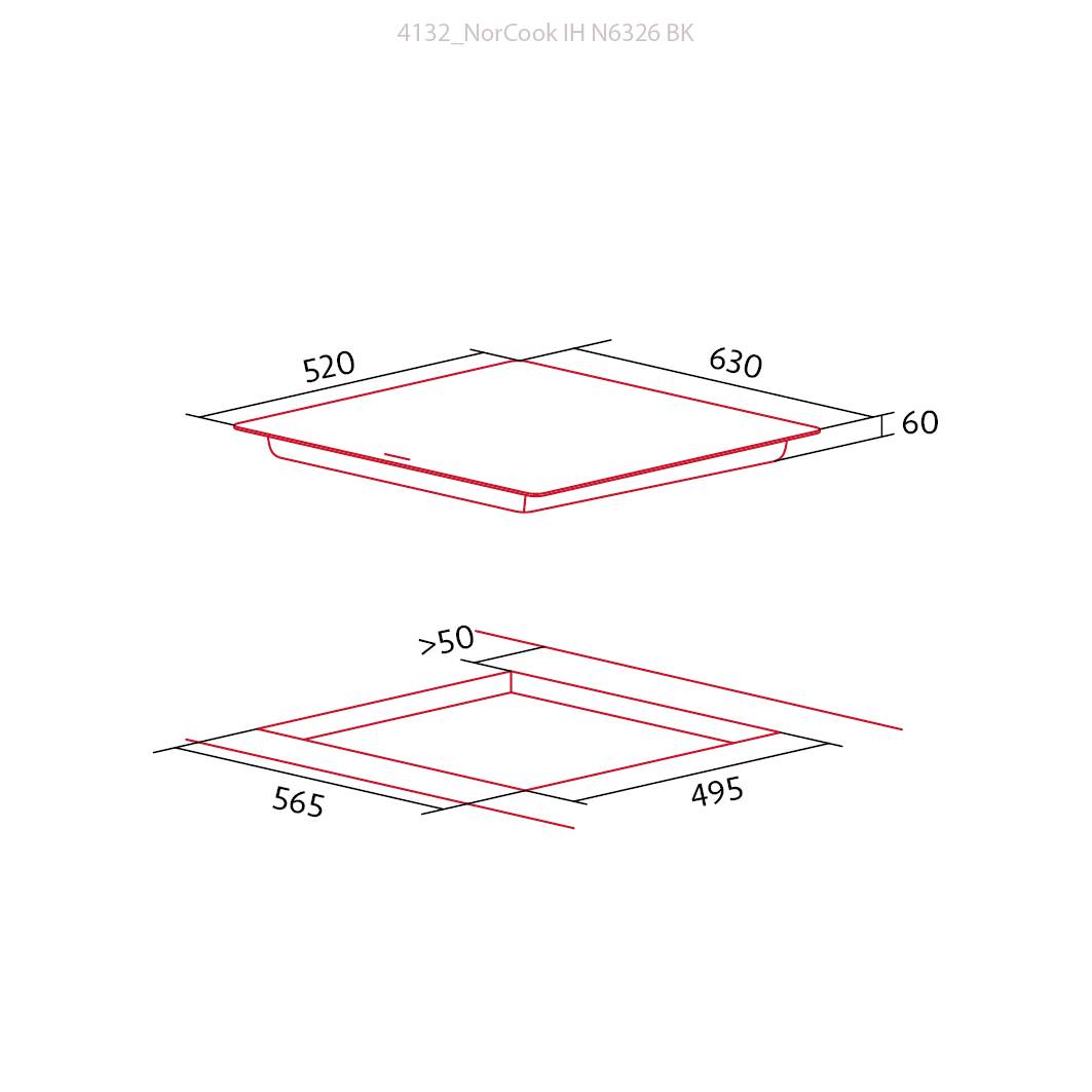 NODOR - Beépíthető indukciós főzőlap NorCoock IH-N6326 BK fekete Hob to Hood