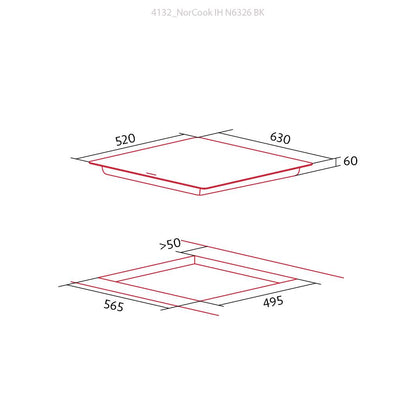 NODOR - Beépíthető indukciós főzőlap NorCoock IH-N6326 BK fekete Hob to Hood