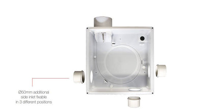Aerauliqa QXD-80T ventilátor, magas nyomásértékkel, utószellőztető funkcióval, beépített pillangószeleppel, WC csésze elszívásához