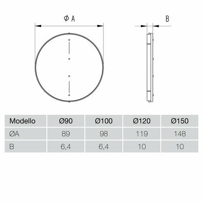 AERAULIQA - pillangószelep QA, QD, QS, és QB típusú ventilátorokhoz, NA150 mm