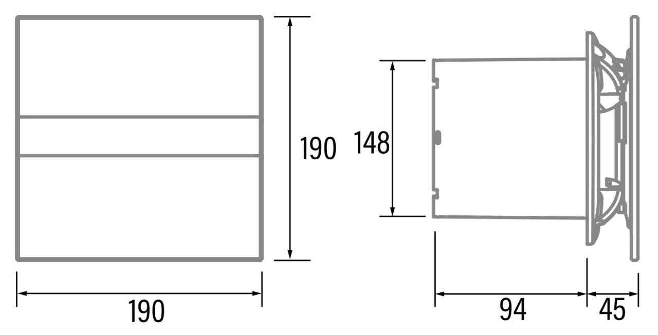 Cata E-150GT ventilátor üveg előlappal, utószellőztető funkcióval, fehér