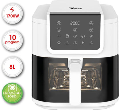 ARDES ARFRYA08LVW 8 literes Air Fryer forrólevegős sütő ajándék ARDES 1T20 kenyérpirítóval
