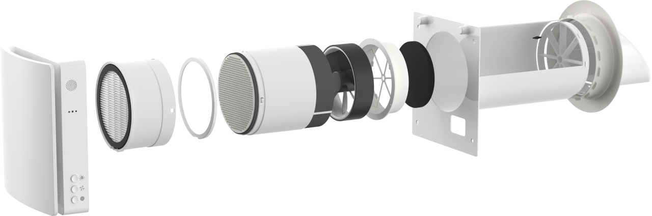 HOLTOP/AIRWOODS AV-TTW5-W SH7IE Pro ISO egyhelyiséges hővisszanyerős szellőztető (2 db), páraérzékelővel, automata zsaluval, WiFi-vel, kültéri hangcsillapító elemmel