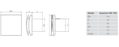 AERAULIQA Quantum MX-100 ventilátor utószellőztető és páraérzékelő funkcióval, multi speed funkcióval, fekete