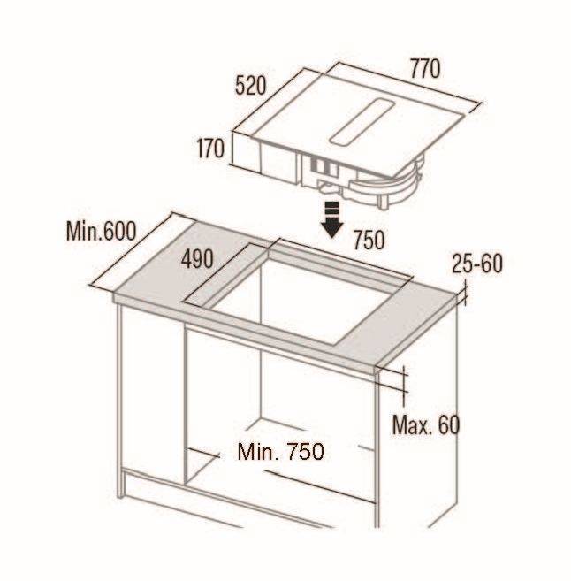 CATA - IAS-7024 FLOW-IN indukciós főzőlap beépített elszívóval