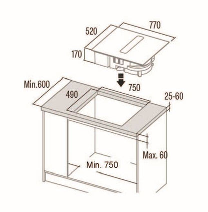 CATA - IAS-7024 FLOW-IN indukciós főzőlap beépített elszívóval