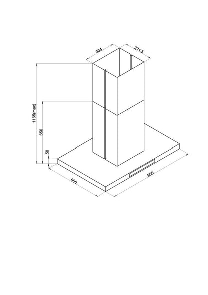 Davoline - Páraelszívó SQUAREsziget 90 cm fekete