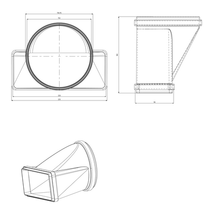 Elica - Cső-lapos csatorna átalakító ø150 mm - 220x90mm