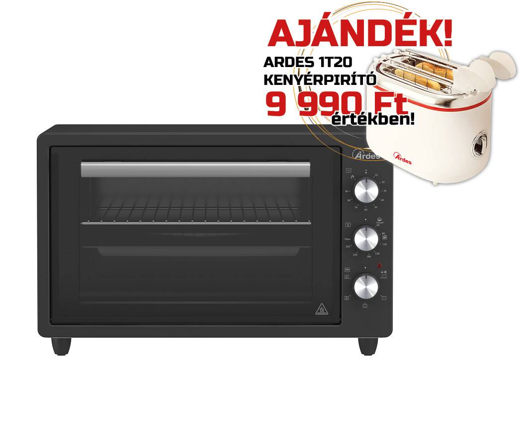 ARDES AR371 37 literes légkeveréses elektromos mini sütő ajándék ARDES 1T20 kenyérpirítóval