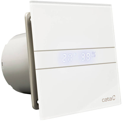 Cata E-150GTH ventilátor üveg előlappal, utószellőztető, alapszellőztető és páraérzékelő funkcióval, fehér