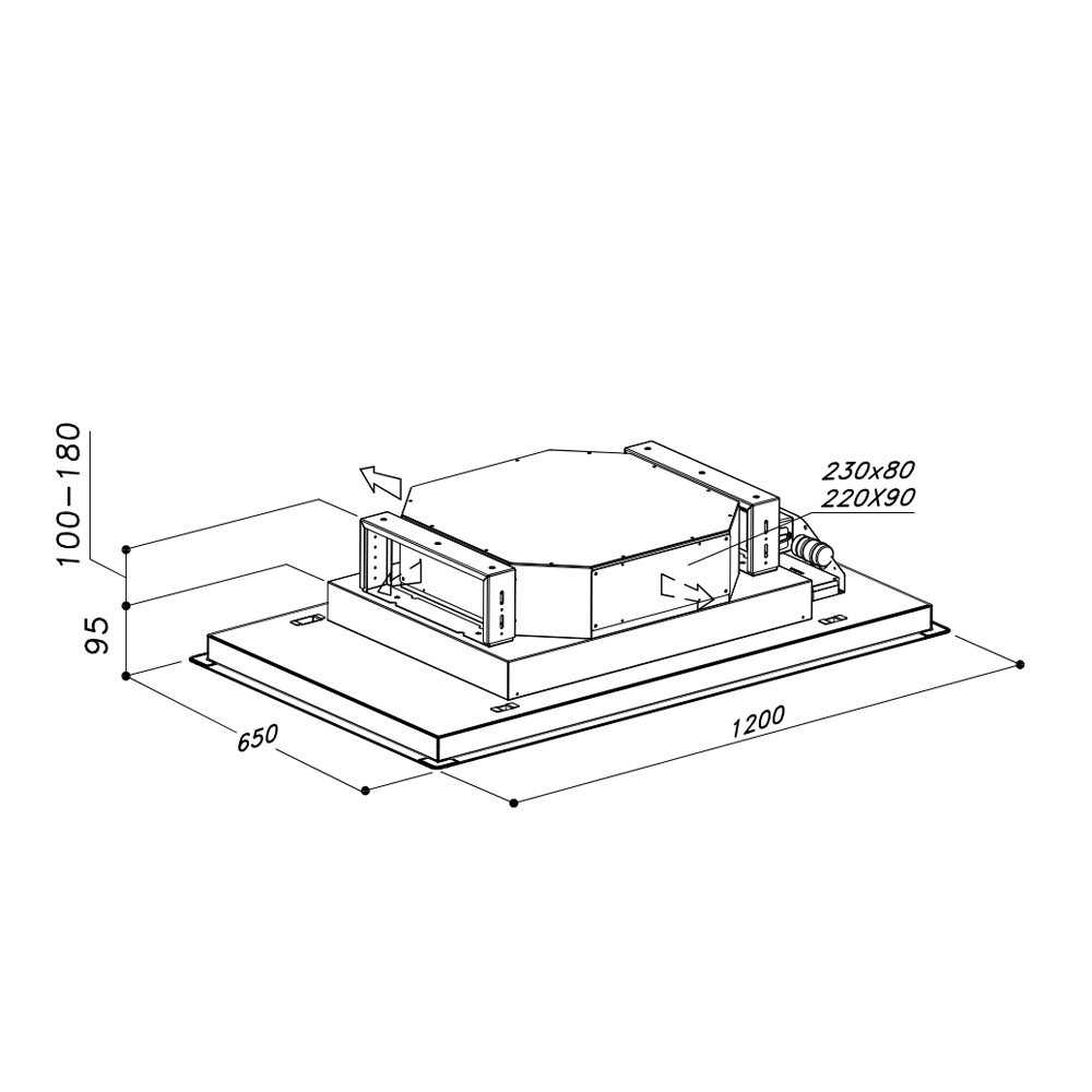 SIRIUS - Páraelszívó SLT-971 LESS EM 120 cm H 160 TW Fehér üveg motor nélkül