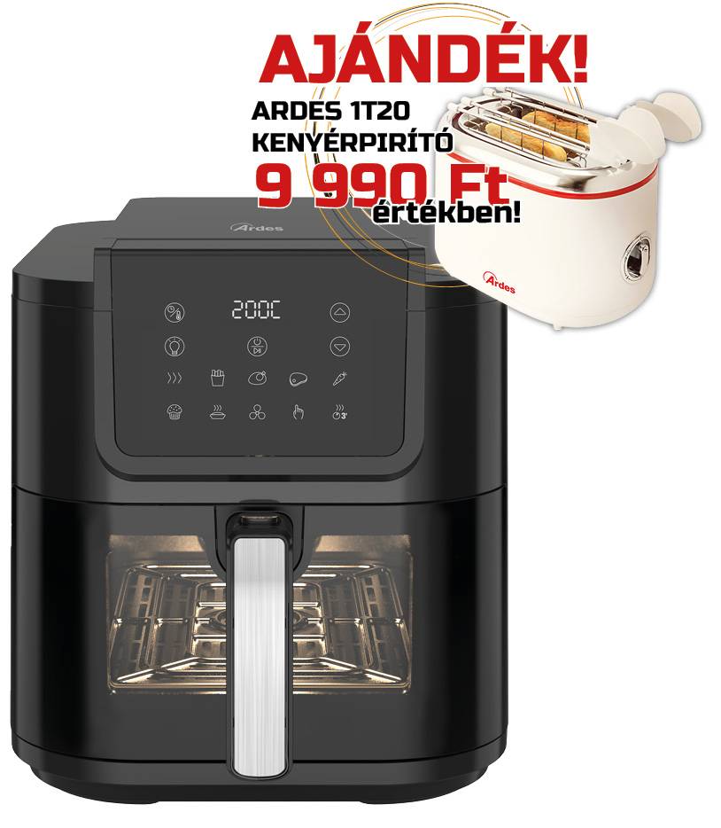 ARDES ARFRYA08LV 8 literes Air Fryer forrólevegős sütő ajándék ARDES 1T20 kenyérpirítóval