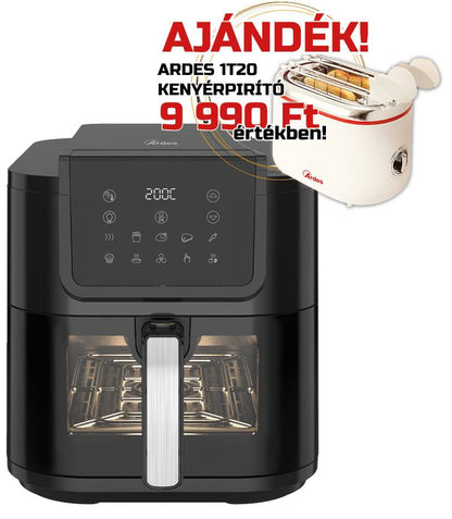 ARDES ARFRYA08LV 8 literes Air Fryer forrólevegős sütő ajándék ARDES 1T20 kenyérpirítóval