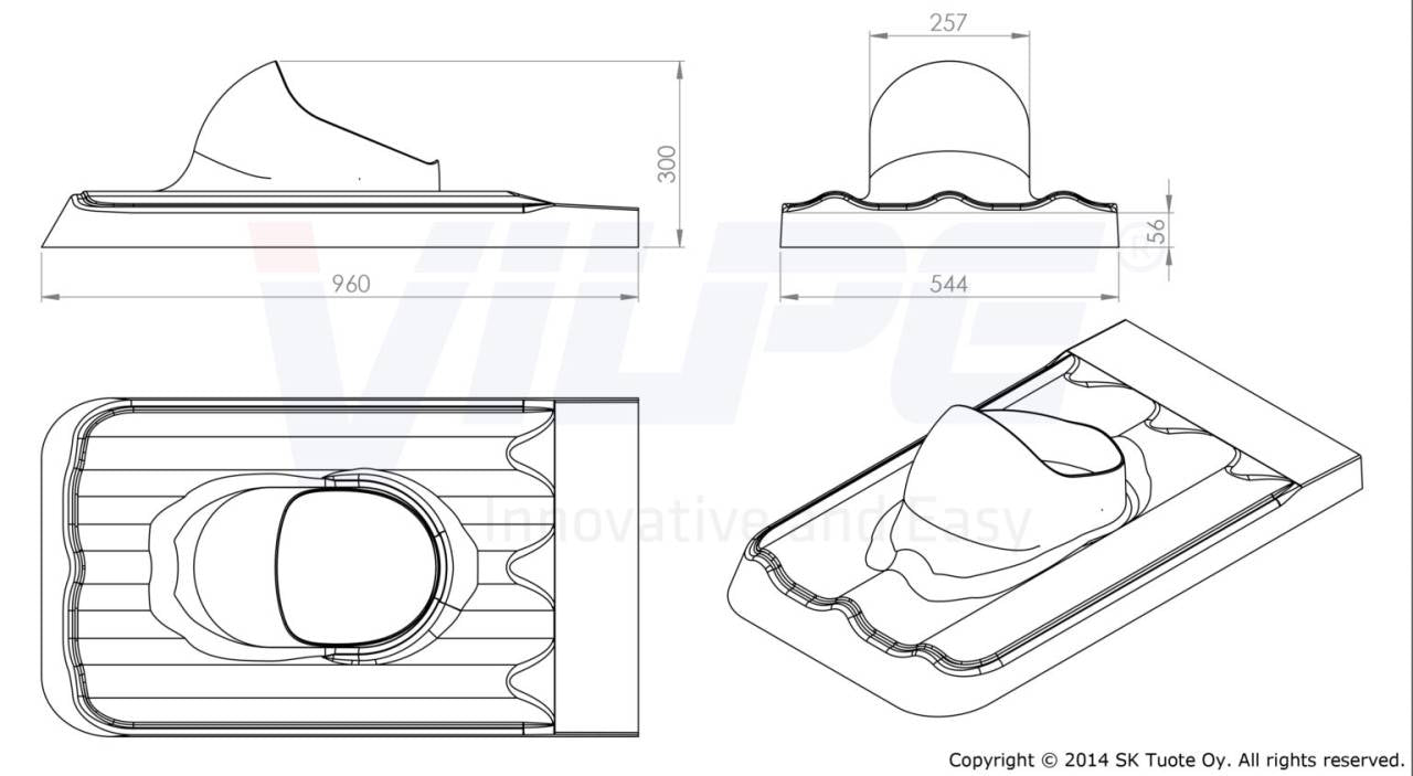 VILPE® XL UNIVERSAL - univerzális átvezető elem, fekete