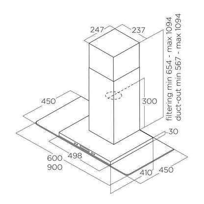 Elica - Páraelszívó FLAT GLASS IX/A/90 inox