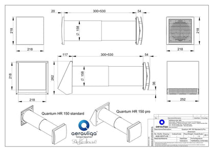 Aerauliqa Quantum HR-150 Pro ISO egyhelyiséges hővisszanyerős szellőztető, kültéri hangcsillapítóval