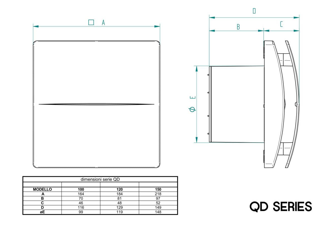 Aerauliqa QD-120 BB ventilátor beépített pillangószeleppel