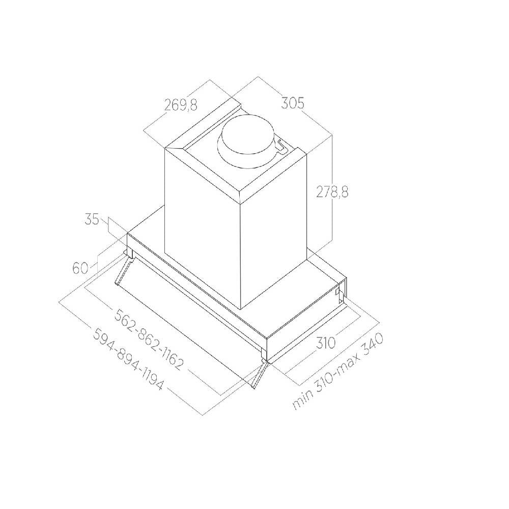 Elica - Páraelszívó BOXIN LX/BL MAT/A/120 + Kenyérpirító 1T20
