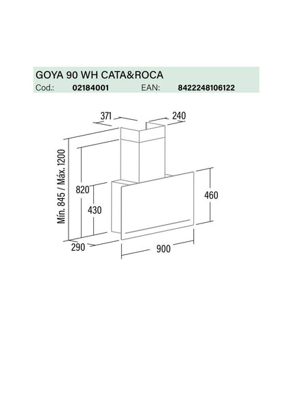 CATA - Páraelszívó GOYA 90 WH Can Roca - A készlet erejéig rendlhető!