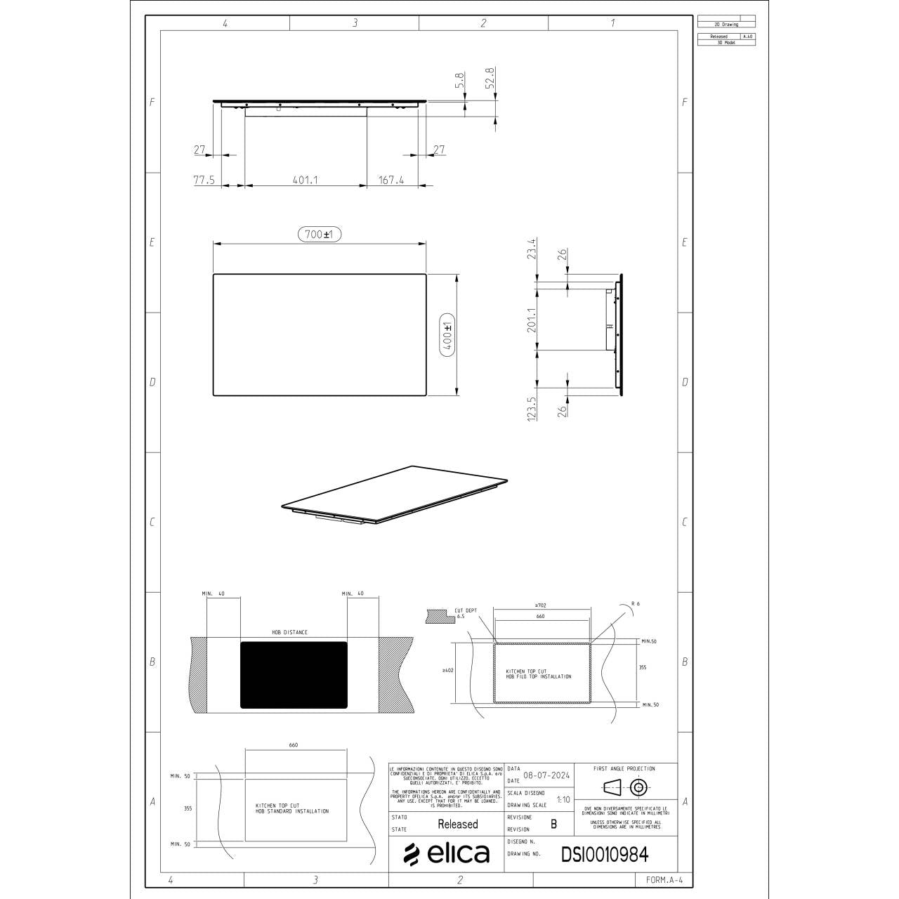 ELICA - Beépíthető indukciós főzőlap RATIO 702 BL PRF0183888