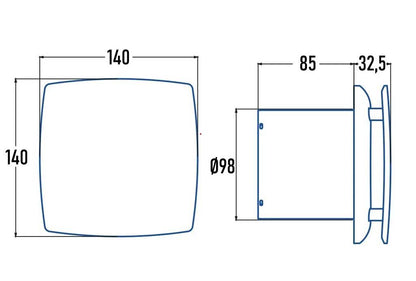 CATA DX-NEO 10 HT fehér - szellőző ventilátor design előlappal, utószellőztető és páraérzékelő funkcióval