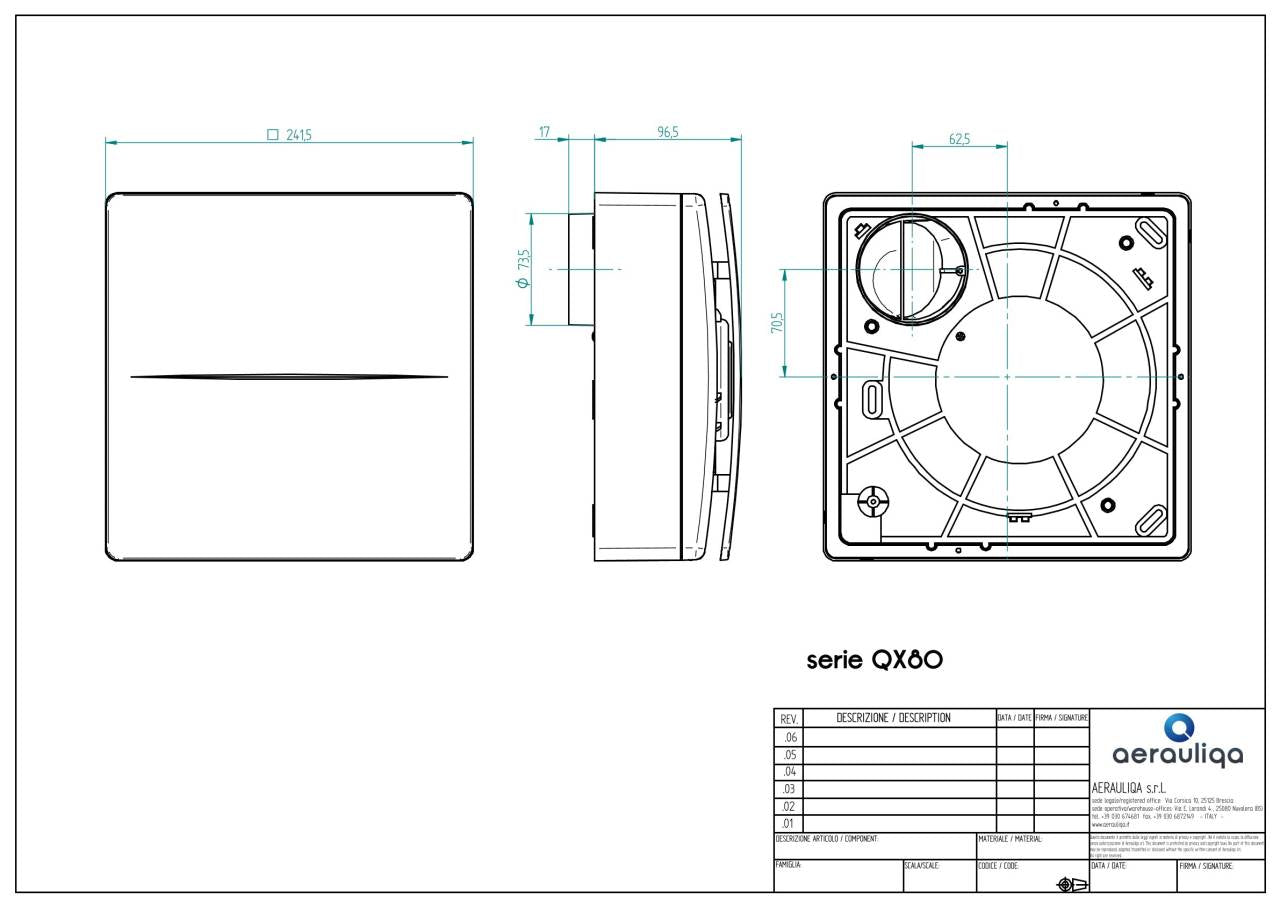 Aerauliqa QX-80 ventilátor, magas nyomásértékkel, beépített pillangószeleppel